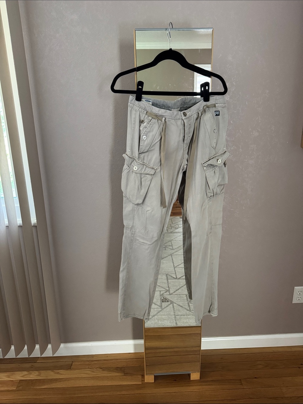 G-Star Light Beige/gray Cargo Pants with Drawstring Waist